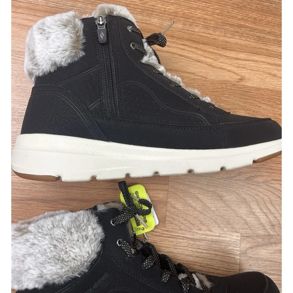 Skechers GoWalk Glacial Ultra Mountain Muse Black Ankle Boots Womens Size 10 NEW